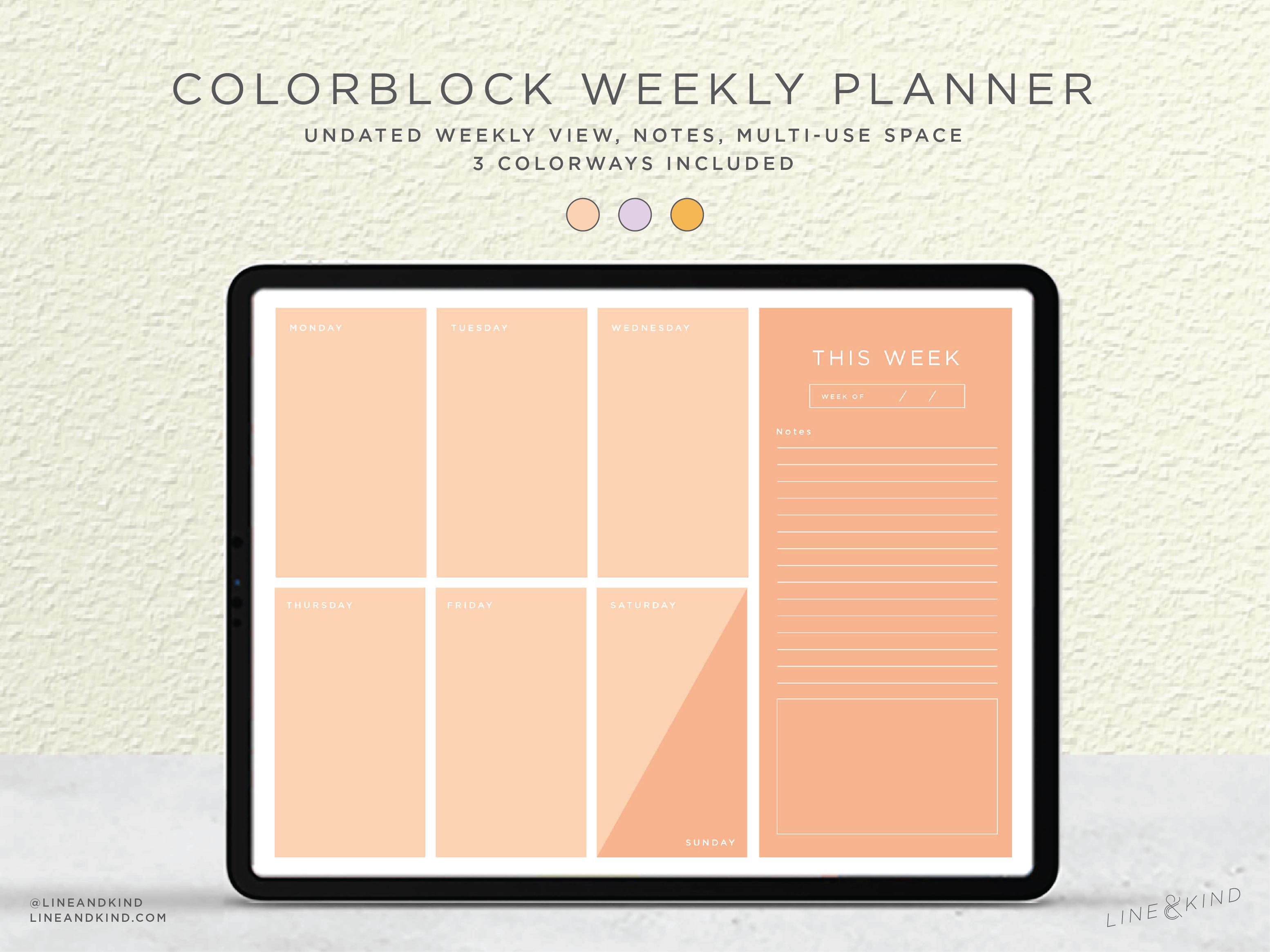Colorblock For Print Colorblock Weekly Planner | Digital Download | iPad or Printable – Line ...